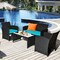 Costway 8PCS Patio Rattan Furniture Conversation Set Cushion Sofa Table Garden Turquoise\Navy\Black\Red